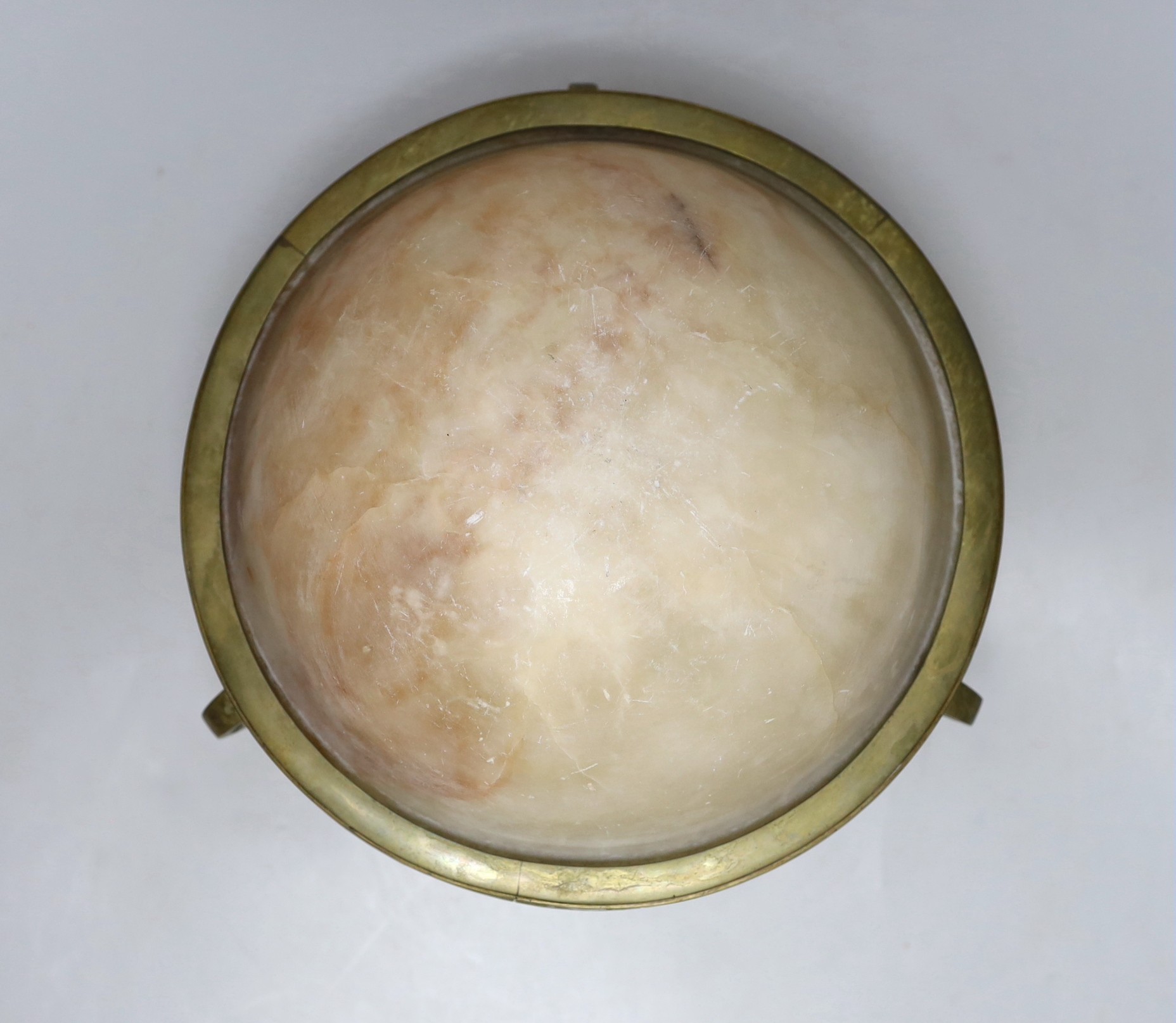A brass and alabaster plafonnier, 20cms high